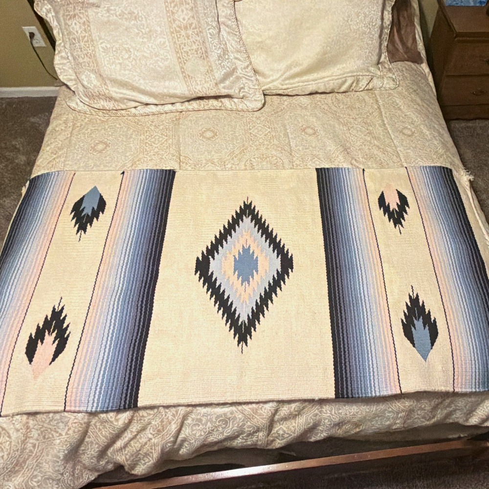 Vintage El Paso Saddleblanket Co 100% Wool Rug Pastel Aztec Diamond 60x30